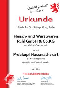 Urkunden Hessische_Qualitätsprüfung_2024_R&uuml;hl_Pre&szlig;kopf